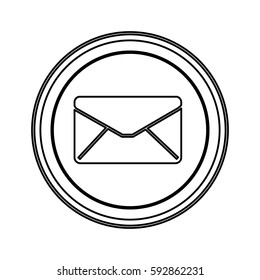 contour emblem close message envelope icon, vector illustraction design