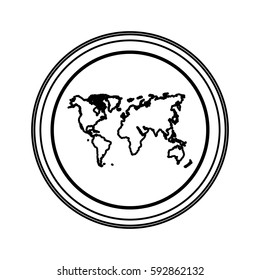 contour emblem earth planet map icon, vector illustraction design