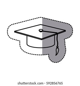 contour emblem graduation hat icon, vector illustraction design image