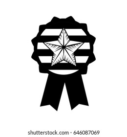 contour emblem with star inside and ribbon design