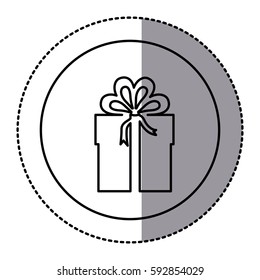 contour emblem sticker box with bow ribbon icon, vector illustraction design