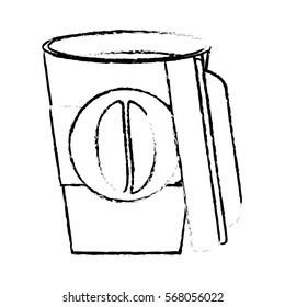 Contour espresso coffee open image, vector illustration icon