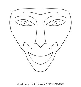 Contour face drawing, sketch, graphic. Cartoon face. Abstract face symbol, icon white background. 