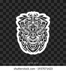 Contour of the face of a lion. Isolated. Branch illustration.