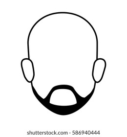 contour faceless front view bald man with beard