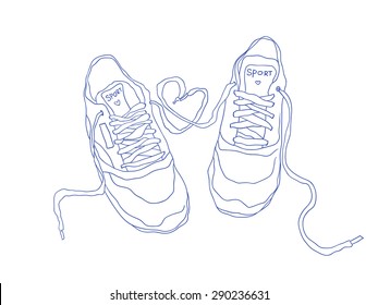 contour fashion sneakers. vector illustration