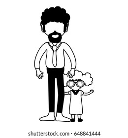 contour father with his daughter and balloons