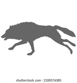 figura de contorno de un lobo en ejecución en color oscuro.ilustración vectorial