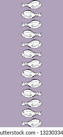 Contour fish for background or menu. Drawn brucey. Dorado fish on purple background.