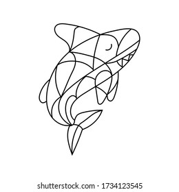 Contour fish illustrations in stained glass style.