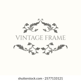 Contour floral borders. Vintage Victorian style frame. 