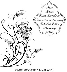 Contour floral design element . Ethnic motifs. Place for your text