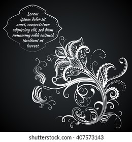 Contour floral design element . Ethnic motifs