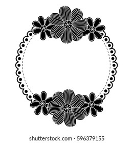 contour flowers emblem icon, vector illustraction design