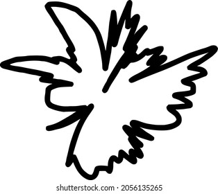 The contour of a fluttering stylized butterfly on a bend. Vector image. The ability to change to any size without loss of quality.