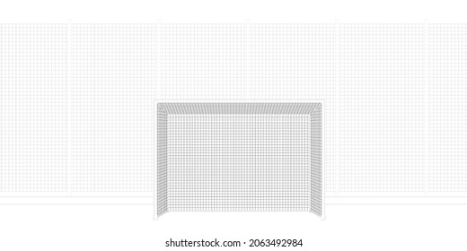 The contour of a football goal and a fence made of black lines isolated on a white background. Vector illustration