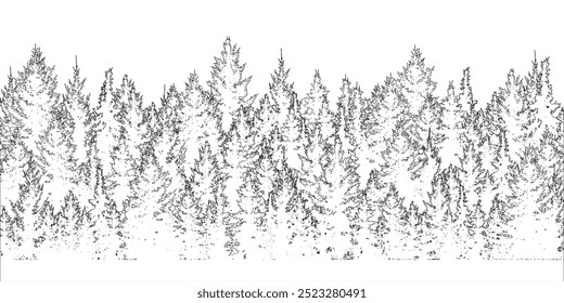 Contour of forest, coniferous trees. Vector illustration