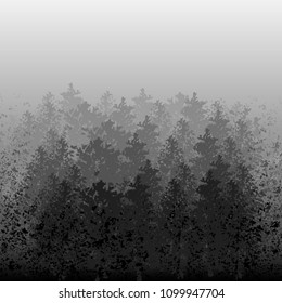 Contour of the forest in the fog. Background with the outline of the forest in the fog. Vector illustration with forest.