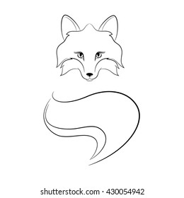 Contour foxes tail and foxes muzzle, logo elements.