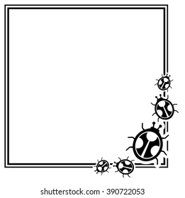 Contour frame with ladybugs silhouettes. Vector clip art.