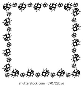 Contour frame with ladybugs silhouettes. Vector clip art.