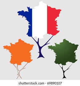 contour of France in the form of tree crown