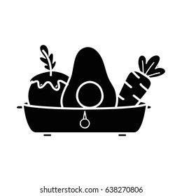 contour fresh and delicious vegetables inside of pot