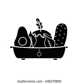contour fresh and delicious vegetables inside of pot