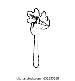 contour fresh leaf lettuce in the fork utensil