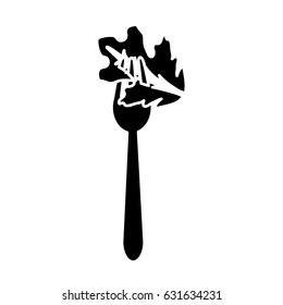 contour fresh leaf lettuce in the fork utensil