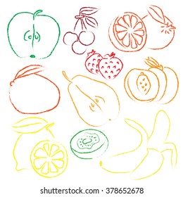 Contour fruits image. Isolated vector illustration.