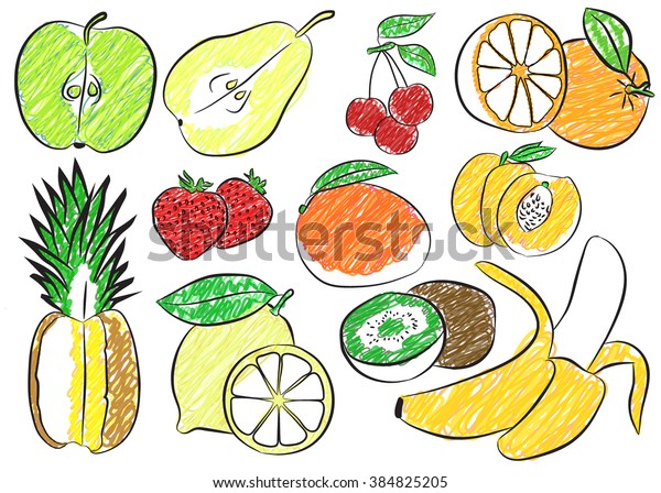 Contour Fruits Isolated Vector Illustration Stock Vector (Royalty Free ...