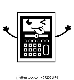 contour funny calculator object kawaii with arms