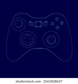 Contour Gamepad, Game Controller or Joystick Icon Flat Design. Vector illustration