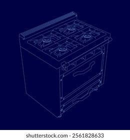 Contour Gas stove icon isometric vector. New modern empty gas oven with four burner icon. Kitchen appliance, household technic, modern technology