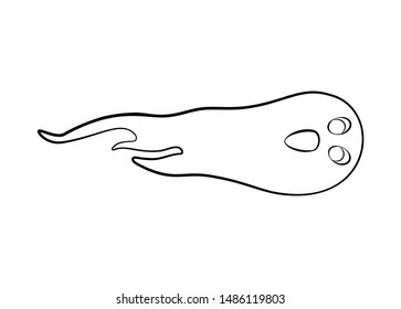 Contour ghost on a white background. Cute black outline ghost. Character for decorating the Halloween festival. A ghost with emotions. Scarecrows for children.