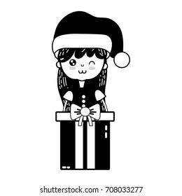 contour girl with clothes and christmas present gift