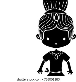 contour girl dancing ballet with bun hair with crown decoration