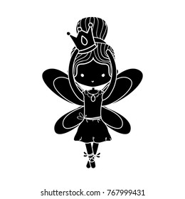 contour girl dancing ballet with crown and wings design
