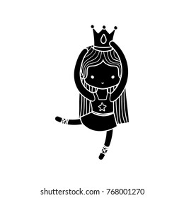 contour girl dancing ballet with professional clothes and crown