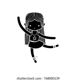 contour girl dancing ballet with straight hair and professional shoes