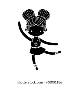 contour girl dancing to practice ballet with two buns hair