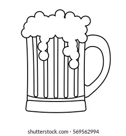 contour glass beer icon image design, vector illustration