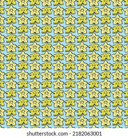 Contour graphic pattern with star pieces of carambola. Vector image for scrapbooking, invitations, office