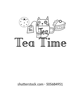 Contour graphics tea time on a white background