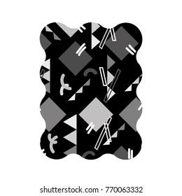 contour grayscale rectangle with graphic abstract memphis background