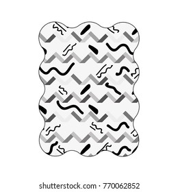 contour grayscale rectangle with memphis graphic figures background