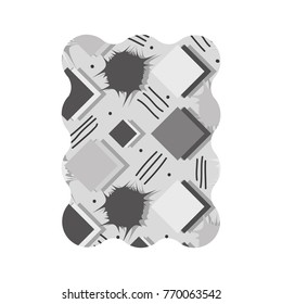 contour grayscale rectangle with memphis style geometric background
