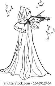 contour grim reaper playing on violin