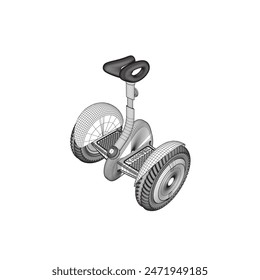Contour Gyroscooter vector illustration. Cartoon isolated personal electric smart transport, modern eco vehicle with battery and two wheels for city ride and mobility. 3D.